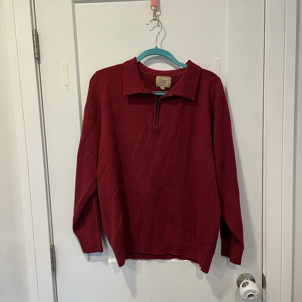 Cigar Couture Men’s Size XL Polo Knit Long Sleeve Sweater Wool Blend Vintage